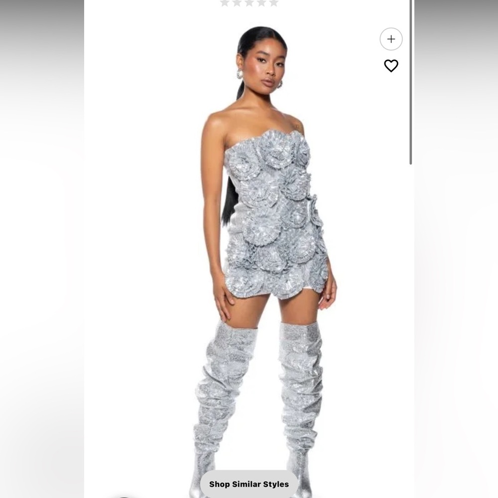 Silver sequin strapless mini dress